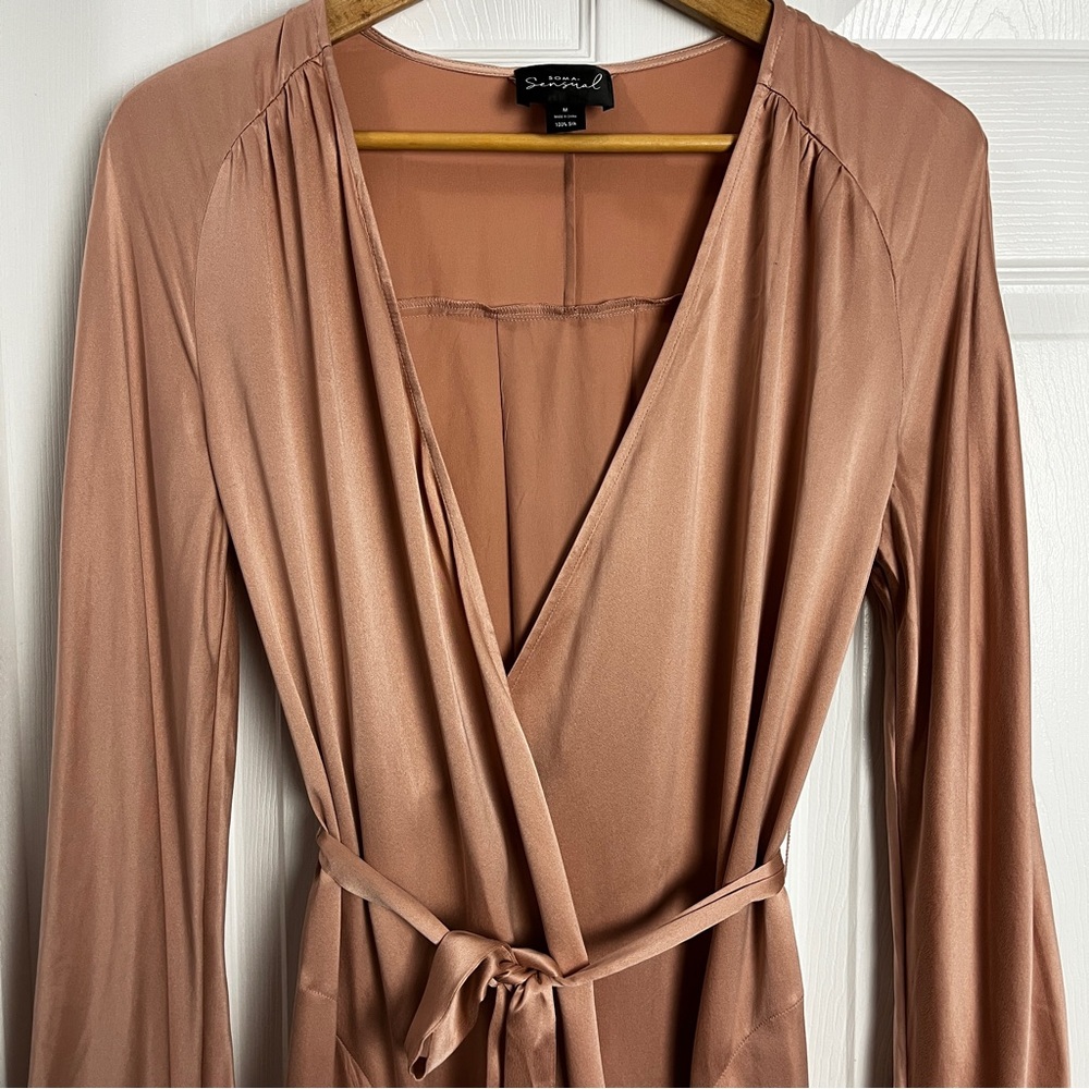 Soma Satin Robe in Dusty Rose